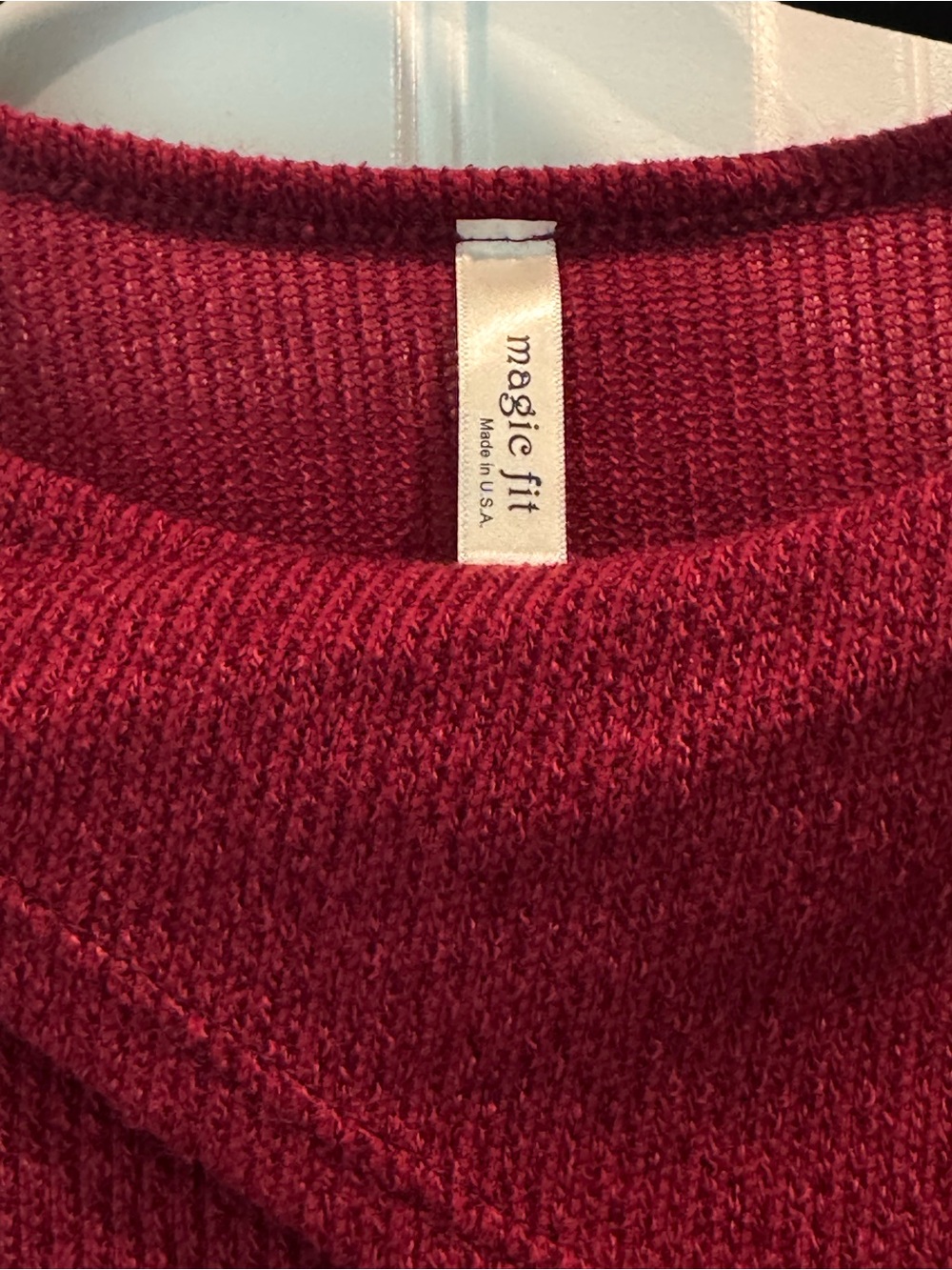 Magic Fit Textured Knit Sweater in Raspberry Red - Picture 4 of 6